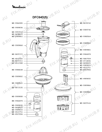 Взрыв-схема кухонного комбайна Moulinex DFC64D(5) - Схема узла PP003267.7P2