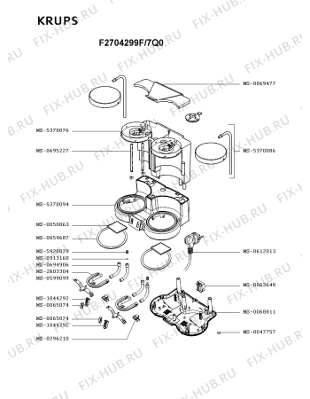 Схема №2 F2704251F(A) с изображением Шланг для электрокофемашины Krups MS-0695227