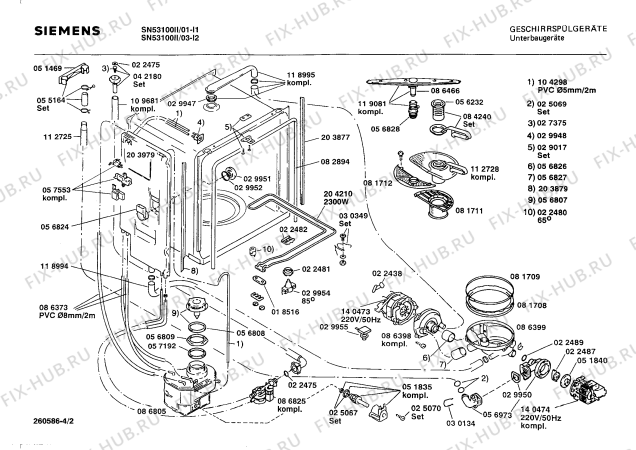 Взрыв-схема посудомоечной машины Siemens SN53100II - Схема узла 02