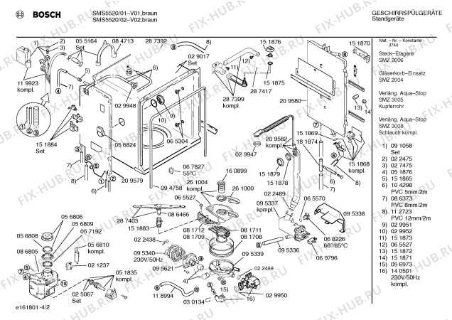 Схема №2 SMS5520 с изображением Панель для посудомоечной машины Bosch 00287559
