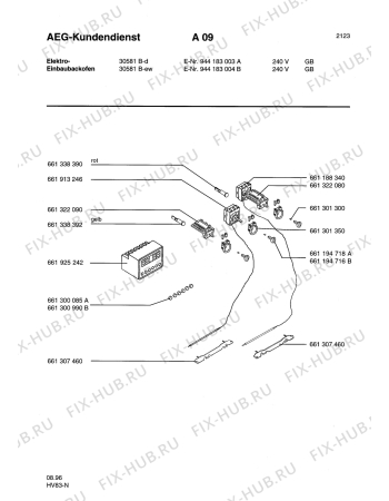 Взрыв-схема плиты (духовки) Aeg COMP. 30581B-W GB - Схема узла Section8