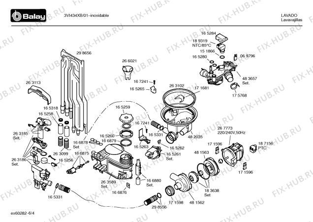 Схема №2 3VI434XB VI434 с изображением Вкладыш в панель для посудомойки Bosch 00366536