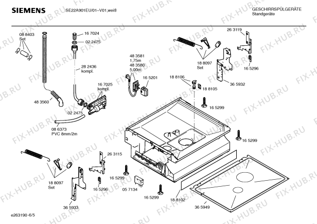 Взрыв-схема посудомоечной машины Siemens SE22A901EU family - Схема узла 05