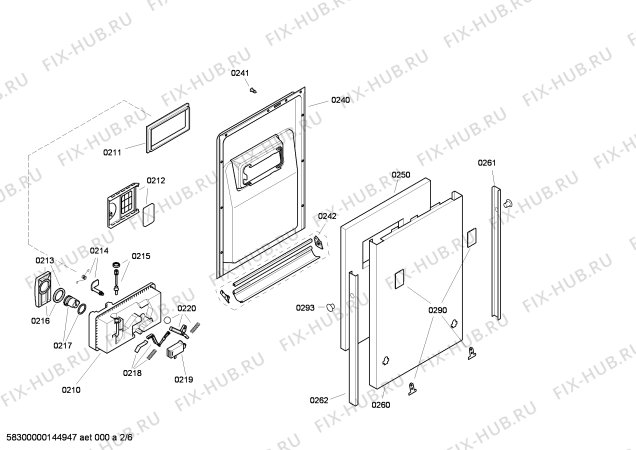 Схема №1 DF240140 с изображением Набор кнопок для посудомоечной машины Bosch 00614715