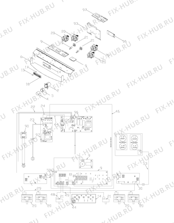 Взрыв-схема плиты (духовки) Voss Electrolux ELI2051HV - Схема узла H10 Control Panel