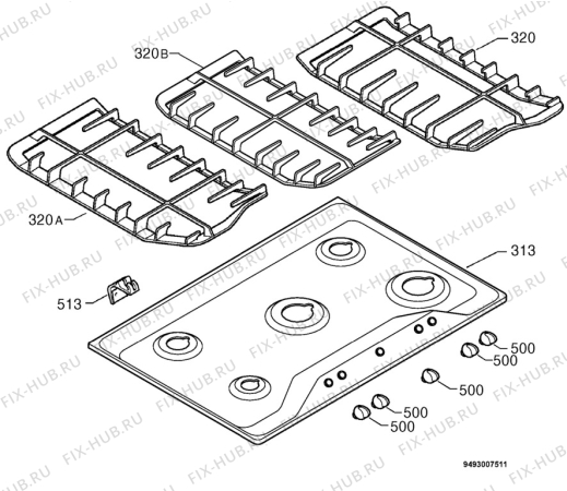 Взрыв-схема плиты (духовки) Electrolux CT90/2 - Схема узла Hob 271