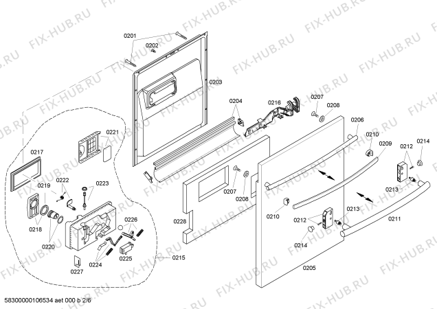 Взрыв-схема посудомоечной машины Bosch SHX36L02UC Bosch - Схема узла 02