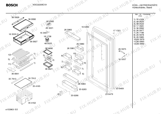 Взрыв-схема холодильника Bosch KSG3220IE - Схема узла 02