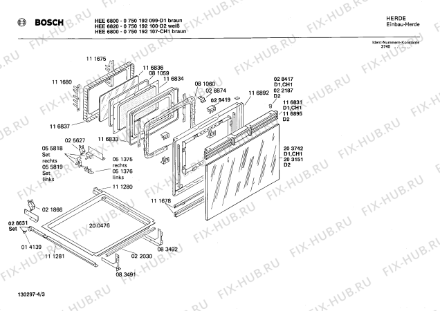 Схема №3 0750192107 HEE6800 с изображением Переключатель для плиты (духовки) Bosch 00028477