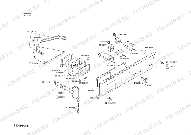 Взрыв-схема плиты (духовки) Siemens HB6020 - Схема узла 03