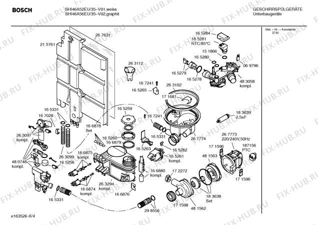 Взрыв-схема посудомоечной машины Bosch SHI46A56EU Silence comfort - Схема узла 04