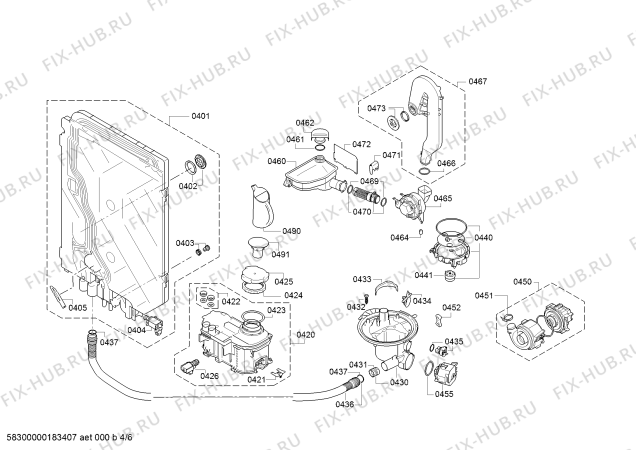 Взрыв-схема посудомоечной машины Bosch SMV68N60EU, SuperSilence - Схема узла 04