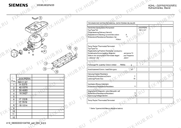 Схема №3 KS30U602IN с изображением Инструкция по эксплуатации для холодильника Siemens 00591284