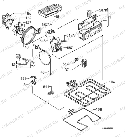 Взрыв-схема плиты (духовки) Zanussi ZBQ965W - Схема узла Electrical equipment 268