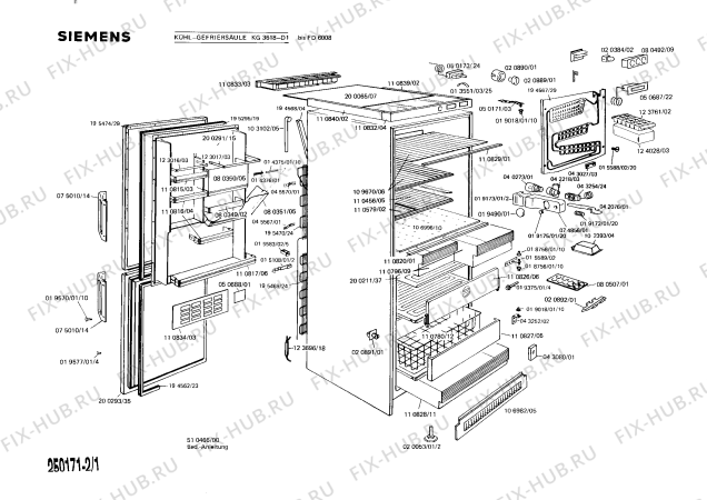 Схема №1 KG360809 с изображением Планка для холодильника Siemens 00110829