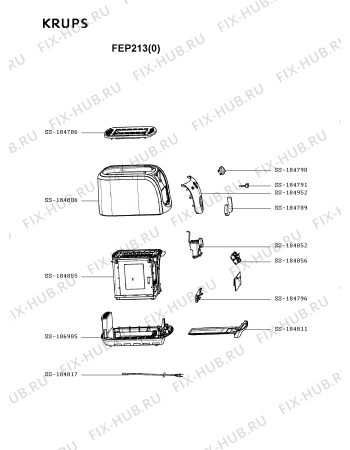 Схема №1 FEP213(0) с изображением Рукоятка для тостера (фритюрницы) Krups SS-184811