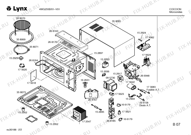 Схема №1 4WG255B с изображением Крышка кнопки для свч печи Bosch 00175649