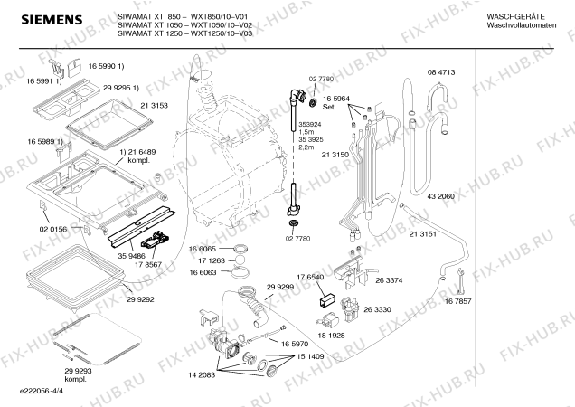 Схема №2 WXT1250 SIWAMAT XT 1250 с изображением Инструкция по эксплуатации для стиралки Siemens 00584386