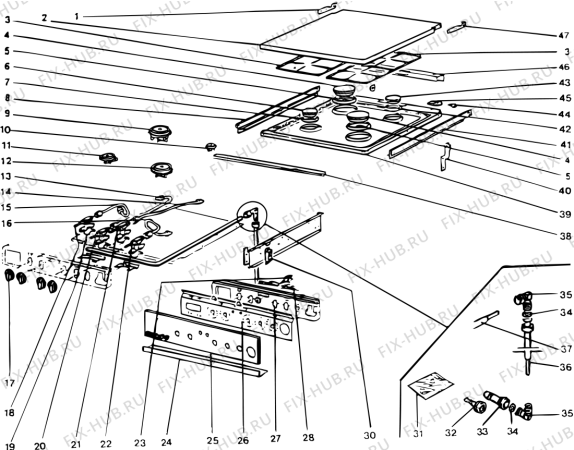 Взрыв-схема плиты (духовки) SCHOLTES C800GEWH (F010438) - Схема узла