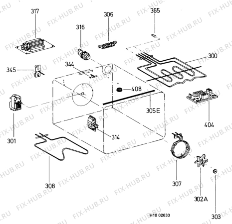 Взрыв-схема плиты (духовки) Electrolux EON948K - Схема узла Functional parts