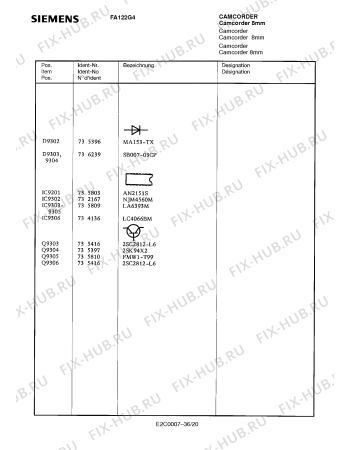 Схема №15 FA122G4 с изображением Инструкция по эксплуатации для видеотехники Siemens 00530573