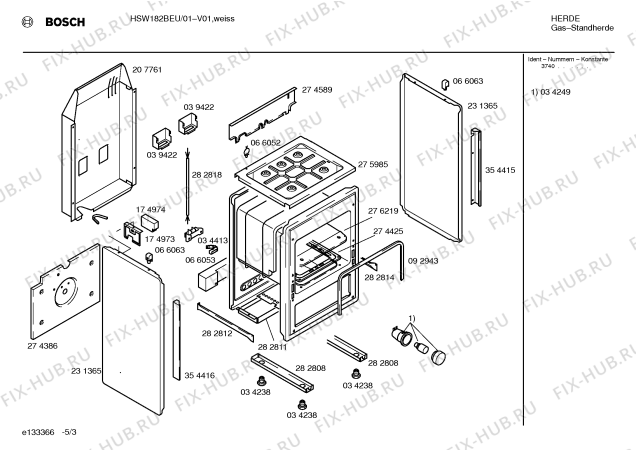 Взрыв-схема плиты (духовки) Bosch HSW182BEU - Схема узла 03
