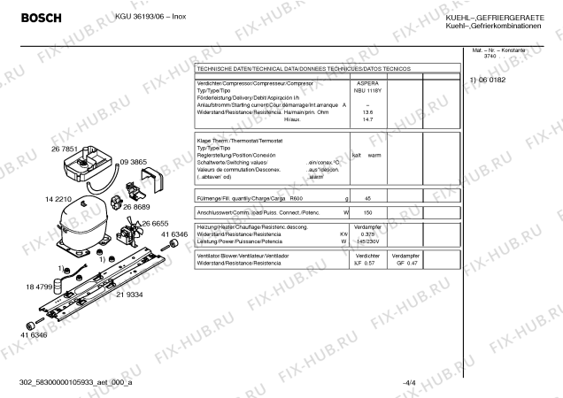 Схема №3 KGU34175EU с изображением Дверь морозильной камеры для холодильника Bosch 00241647