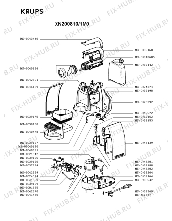 Схема №1 XN2008AU/1M0 с изображением Корпусная деталь для электрокофеварки Krups MS-0046139