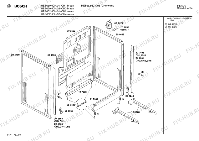 Взрыв-схема плиты (духовки) Bosch HES660HCH - Схема узла 02