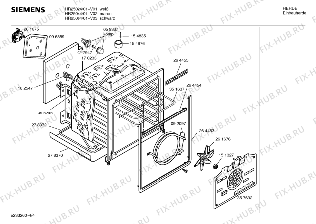 Взрыв-схема плиты (духовки) Siemens HR25064 - Схема узла 04