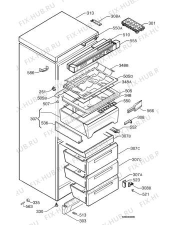 Взрыв-схема холодильника Zanussi ZK26/11EDL - Схема узла Housing 001