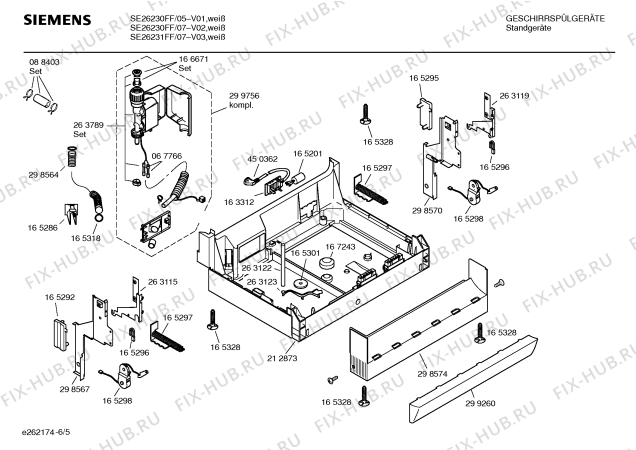 Взрыв-схема посудомоечной машины Siemens SE26231FF Pianissimo - Схема узла 05
