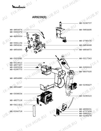 Взрыв-схема микроволновой печи Moulinex AR9239(0) - Схема узла GP002384.8P4