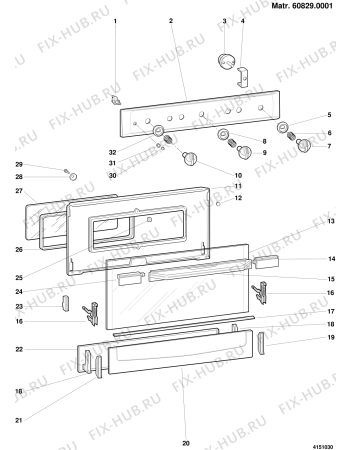 Взрыв-схема плиты (духовки) Indesit KM52DGWEX (F025617) - Схема узла