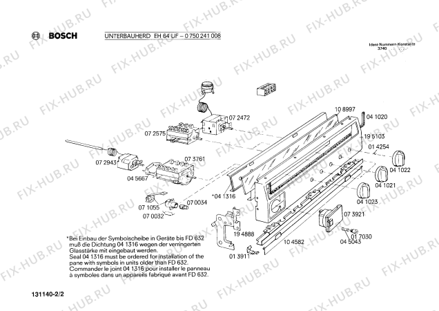 Взрыв-схема плиты (духовки) Bosch 0750241008 EH64UF - Схема узла 02