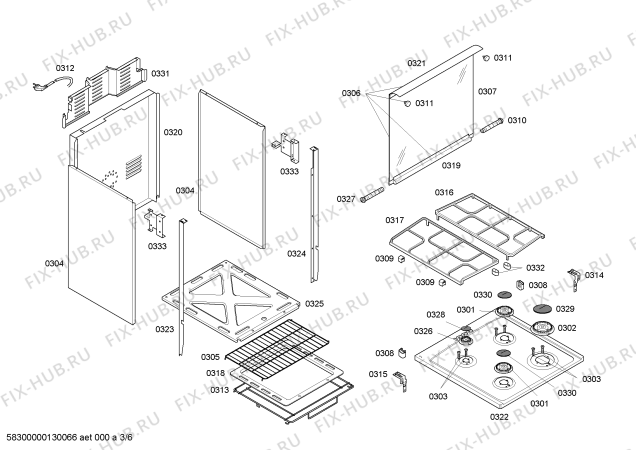 Схема №5 HSC14I19E9 P1 PS 56 INOX GE 127V (CKD) с изображением Внешняя дверь для плиты (духовки) Bosch 00475243