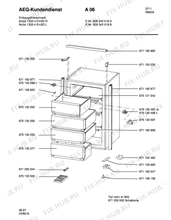 Взрыв-схема холодильника Aeg ARC1302-4 E M3D(L) - Схема узла Housing 001