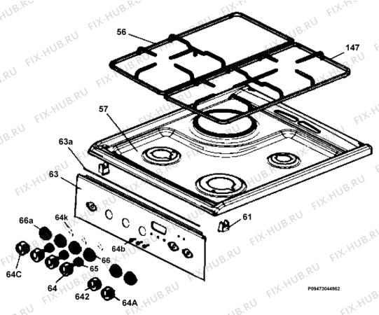 Взрыв-схема плиты (духовки) Electrolux EKM513505W - Схема узла Section 4