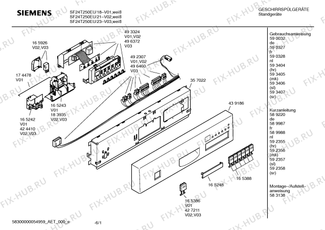 Схема №3 SRS55T02EU Silence comfort с изображением Краткая инструкция для посудомойки Siemens 00592358