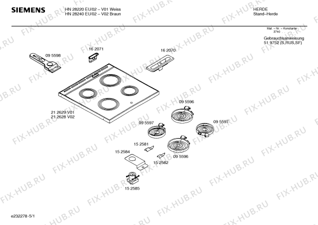 Схема №2 HN28220SF с изображением Стеклокерамика для духового шкафа Siemens 00212629