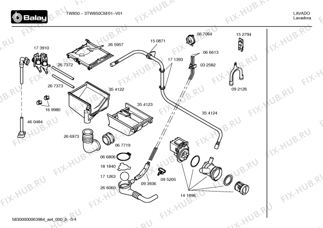 Схема №4 3TW850CM 3TW850 с изображением Инструкция по эксплуатации для стиралки Bosch 00582858