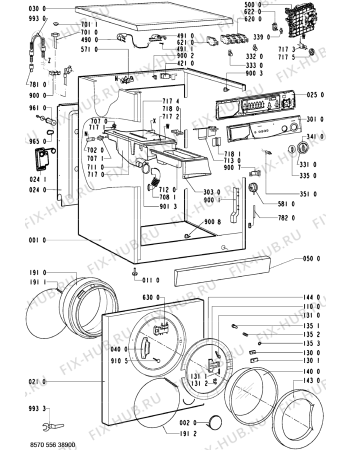 Схема №1 AWM 600 с изображением Обшивка для стиральной машины Whirlpool 481245214309