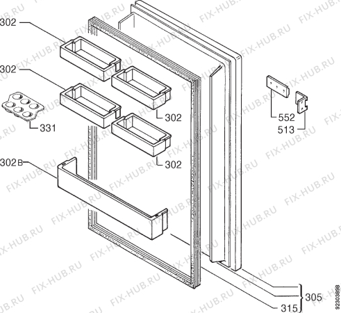 Взрыв-схема холодильника Nardi R145 - Схема узла Door 003