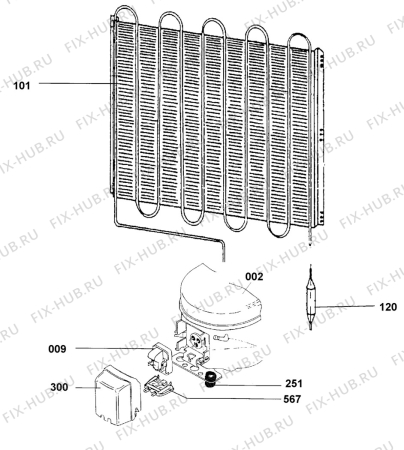 Взрыв-схема холодильника Aeg A1372-5I - Схема узла Cooling system 017