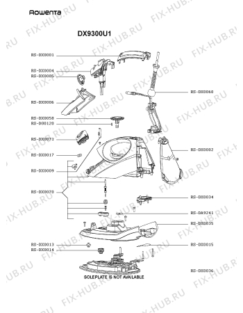 Схема №1 DX9500U5A с изображением Клавиша для электропарогенератора Rowenta RS-DX0058