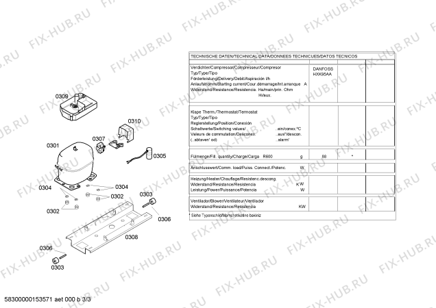 Взрыв-схема холодильника Bosch KGV36A77 - Схема узла 03