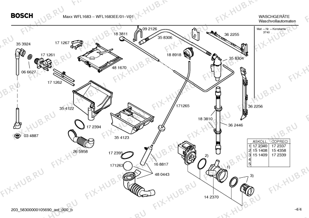 Взрыв-схема стиральной машины Bosch WFL1683EE Maxx WFL1683 - Схема узла 04