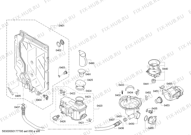 Взрыв-схема посудомоечной машины Bosch SMI53L16EU SilencePlus - Схема узла 04