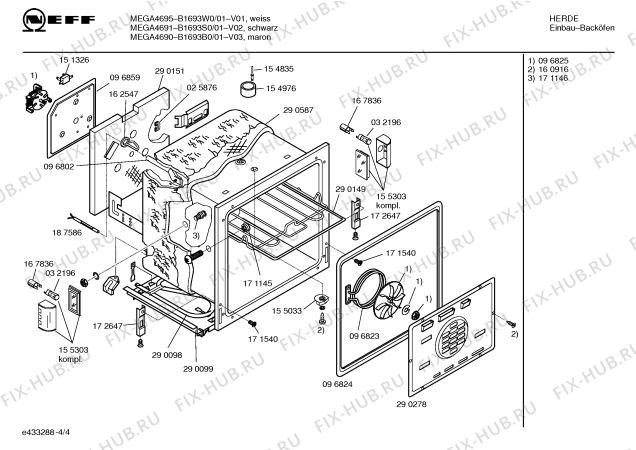 Схема №1 B1693W0 MEGA4695 с изображением Панель управления для плиты (духовки) Bosch 00357608