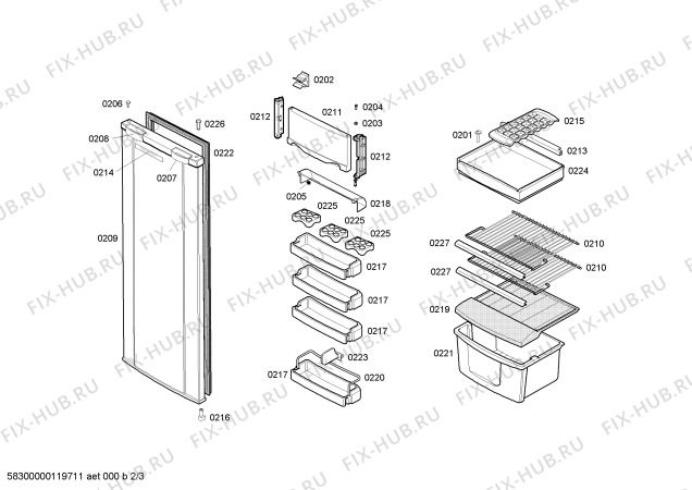 Схема №3 RSF305006J с изображением Ручка двери для холодильника Bosch 00187843